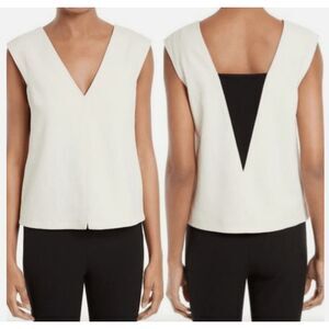 Rag & Bone Alma Boxy Sleeveless Top in Seed Pearl‎ with Black Back Inset Size XS